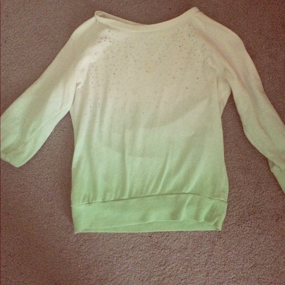 White to green gradient shirt with sparkles